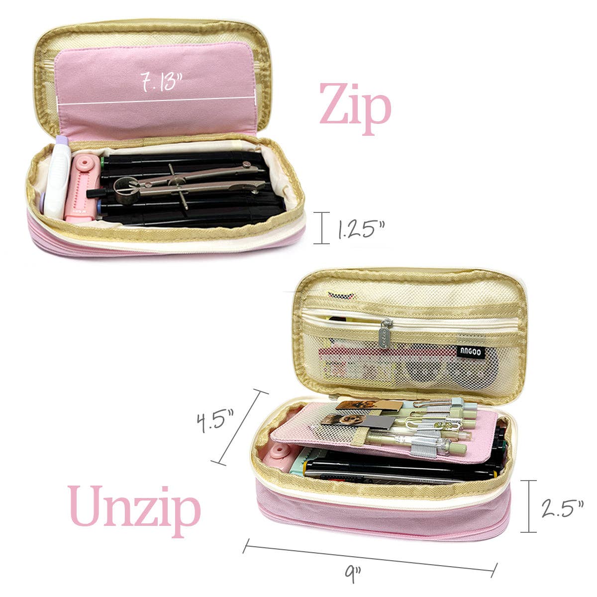 Wrapables.com - Wrapables Large Capacity Pencil Case Expandable Pencil Pouch - Lavender - The Merri Artist - merriartist.com