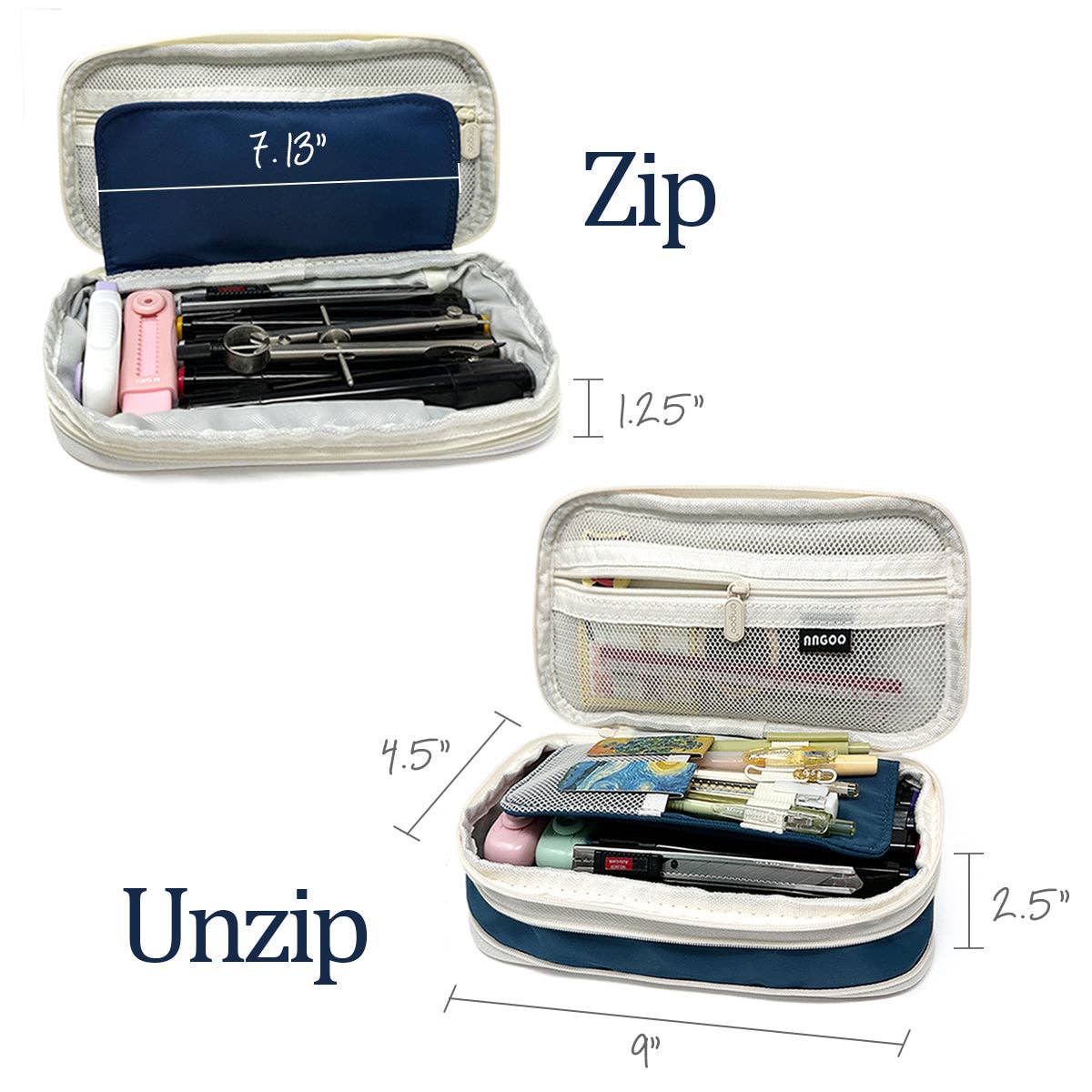 Wrapables.com - Wrapables Large Capacity Pencil Case Expandable Pencil Pouch - Lavender - The Merri Artist - merriartist.com