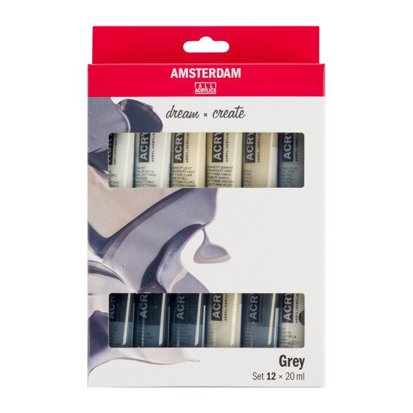 Amsterdam Standard Series Acrylic Paint 12 Color Set - 20 ml Tubes - Greys - merriartist.com