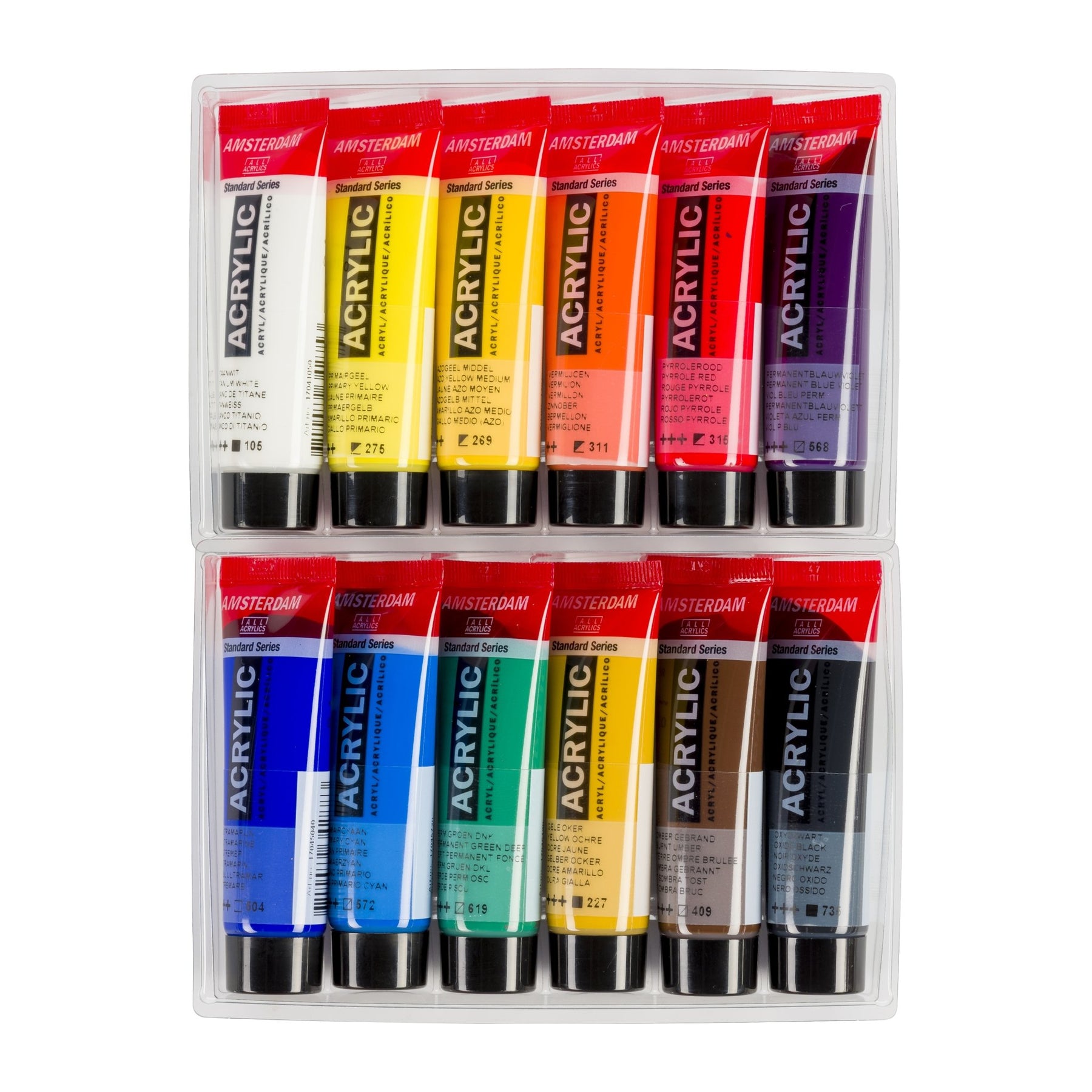 Amsterdam Standard Series Acrylic Paint Set of 12 Colors in 20ml tubes - merriartist.com