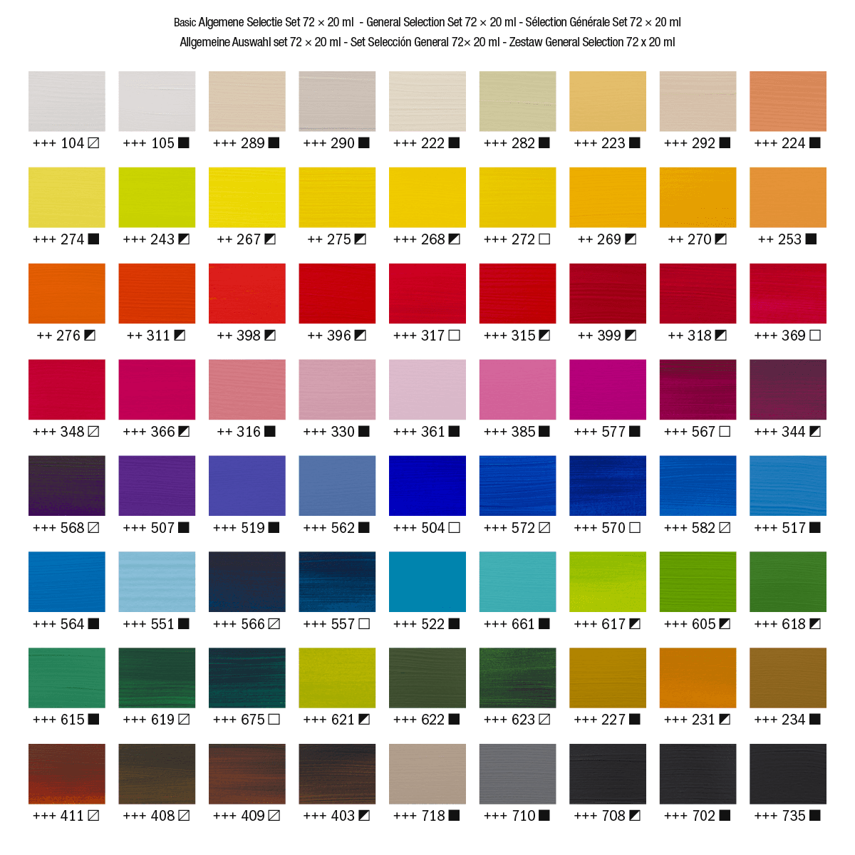 Amsterdam Standard Series Acrylic Paint Set of 72 Colors in 20 ml Tubes - merriartist.com