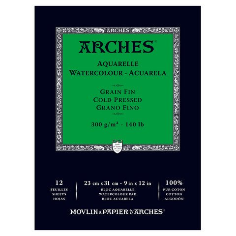 Arches Cold Press 140 lb. Watercolor Paper pad 9x12 - merriartist.com