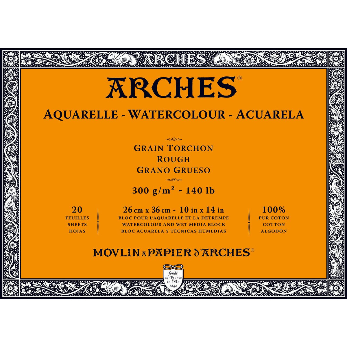 ARCHES Watercolor Block - Rough 140 lb 10x14 inch (20 Sheets) - merriartist.com