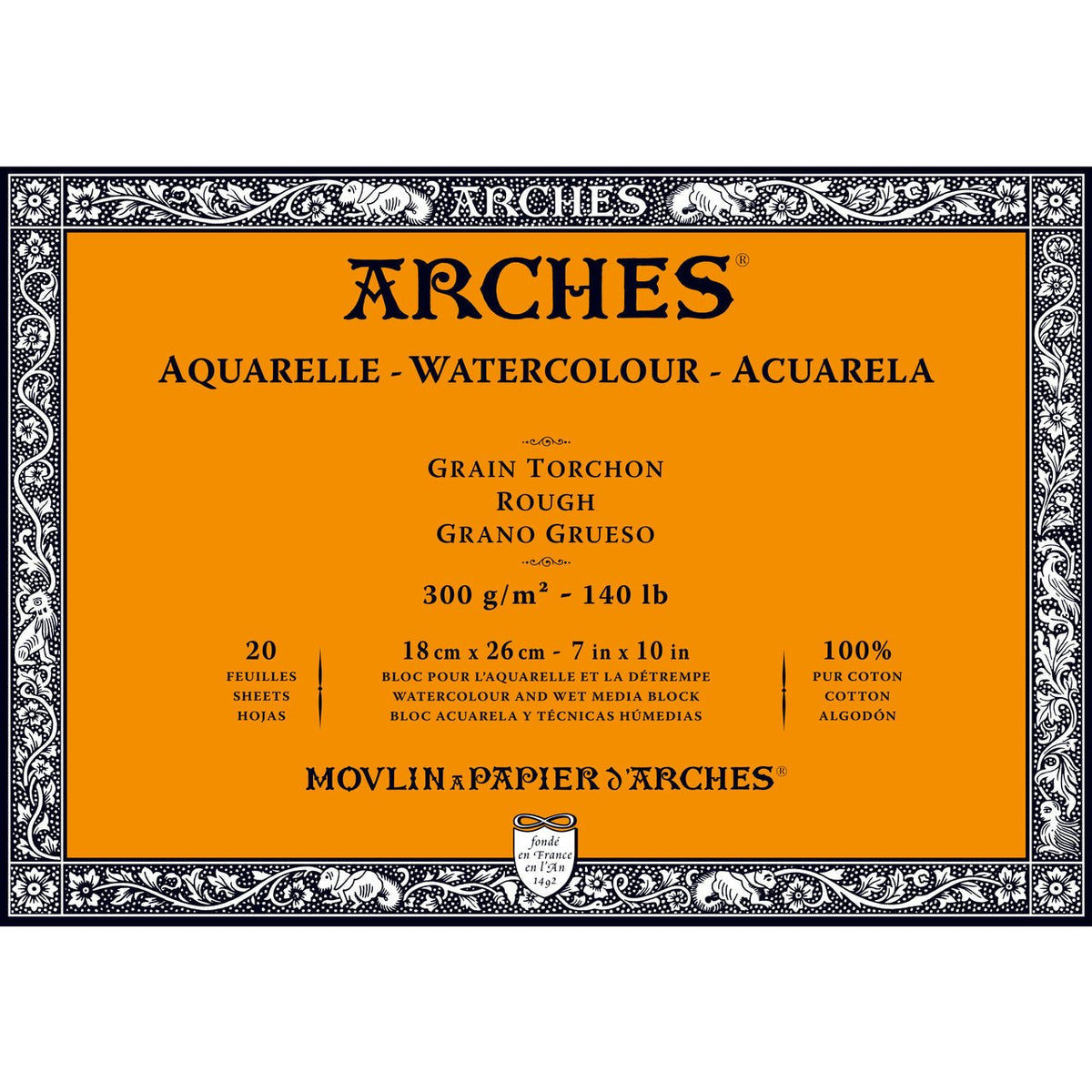 ARCHES Watercolor Block - Rough 140 lb 300 gsm 7x10 inch (20 Sheets) - merriartist.com