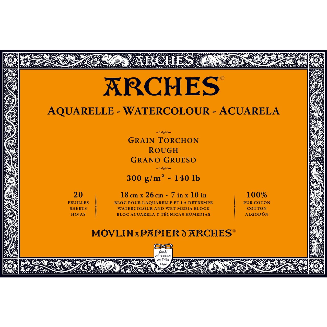 ARCHES Watercolor Block - Rough 140 lb 300 gsm 7x10 inch (20 Sheets) - merriartist.com