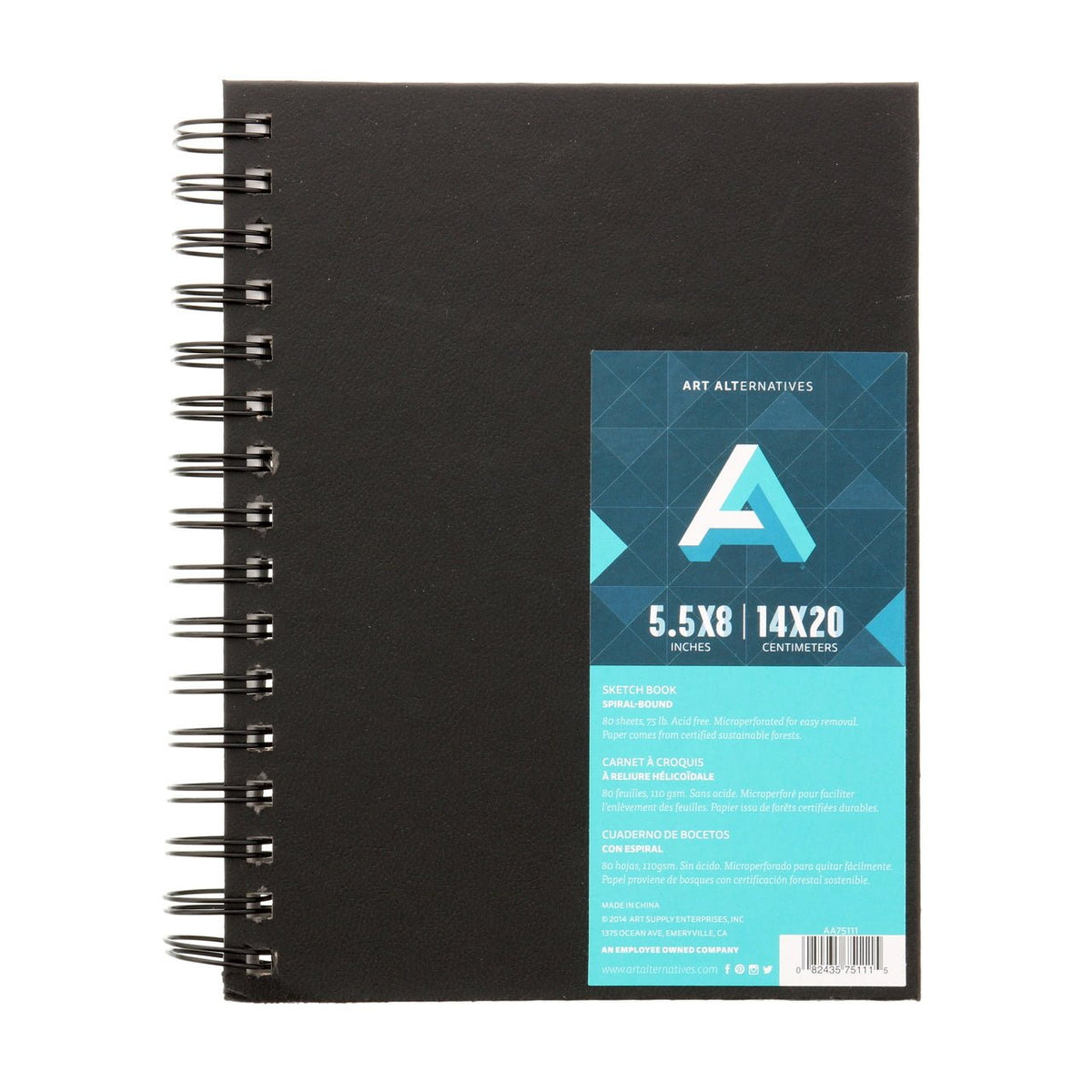 Art Alternatives Hard Cover Spiral-Bound Sketch Book - 5.5x8 inch - merriartist.com