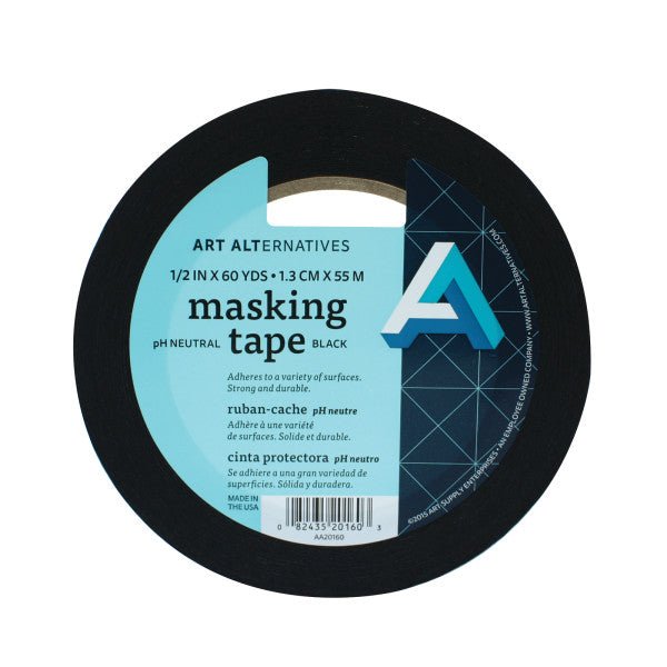 Black Masking Tape 1/2 inch x 60 yards - merriartist.com