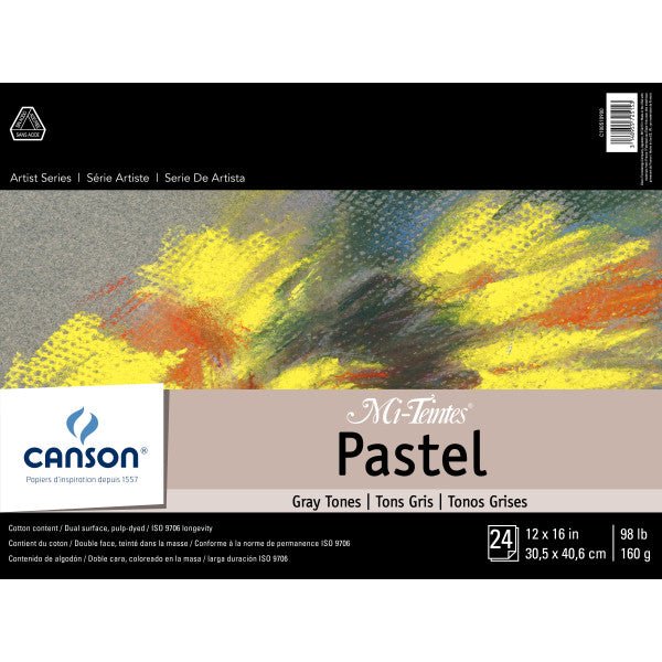Canson Mi-Teintes Paper Pad - 24 sheets Assorted Gray Tones 12x16 - merriartist.com