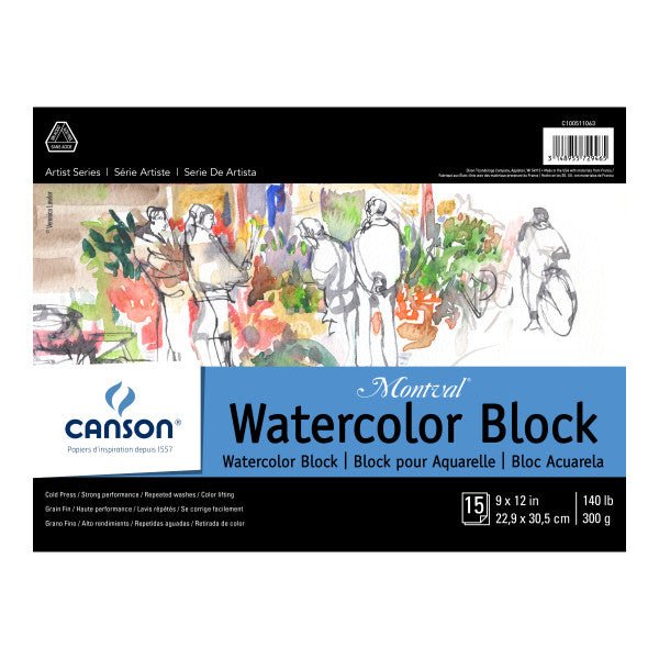 Canson Montval Watercolor Block 140 lb 9x12 inch - merriartist.com
