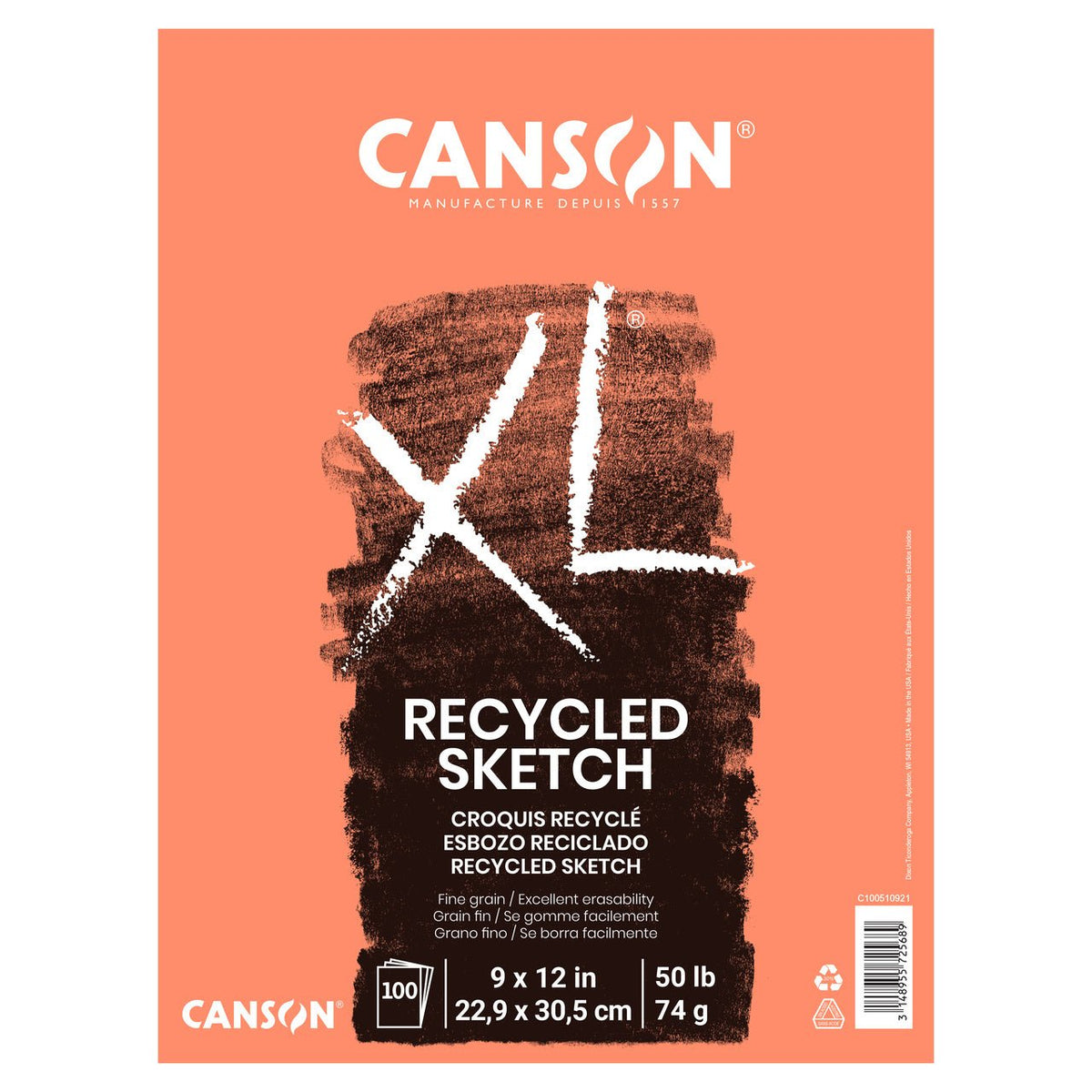 Canson XL Recycled Tape-bound Sketch Pad 9X12 - merriartist.com