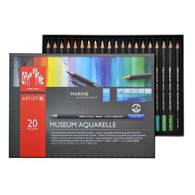 Caran d'Ache Museum Aquarelle Pencil Set of 20 - Marine Assortment - merriartist.com