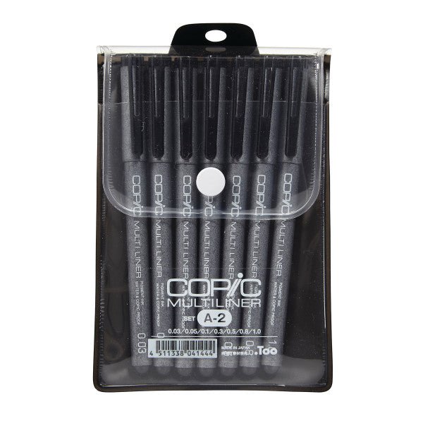 Copic Multiliner Set of 7 pens (standard sizes) Black - merriartist.com