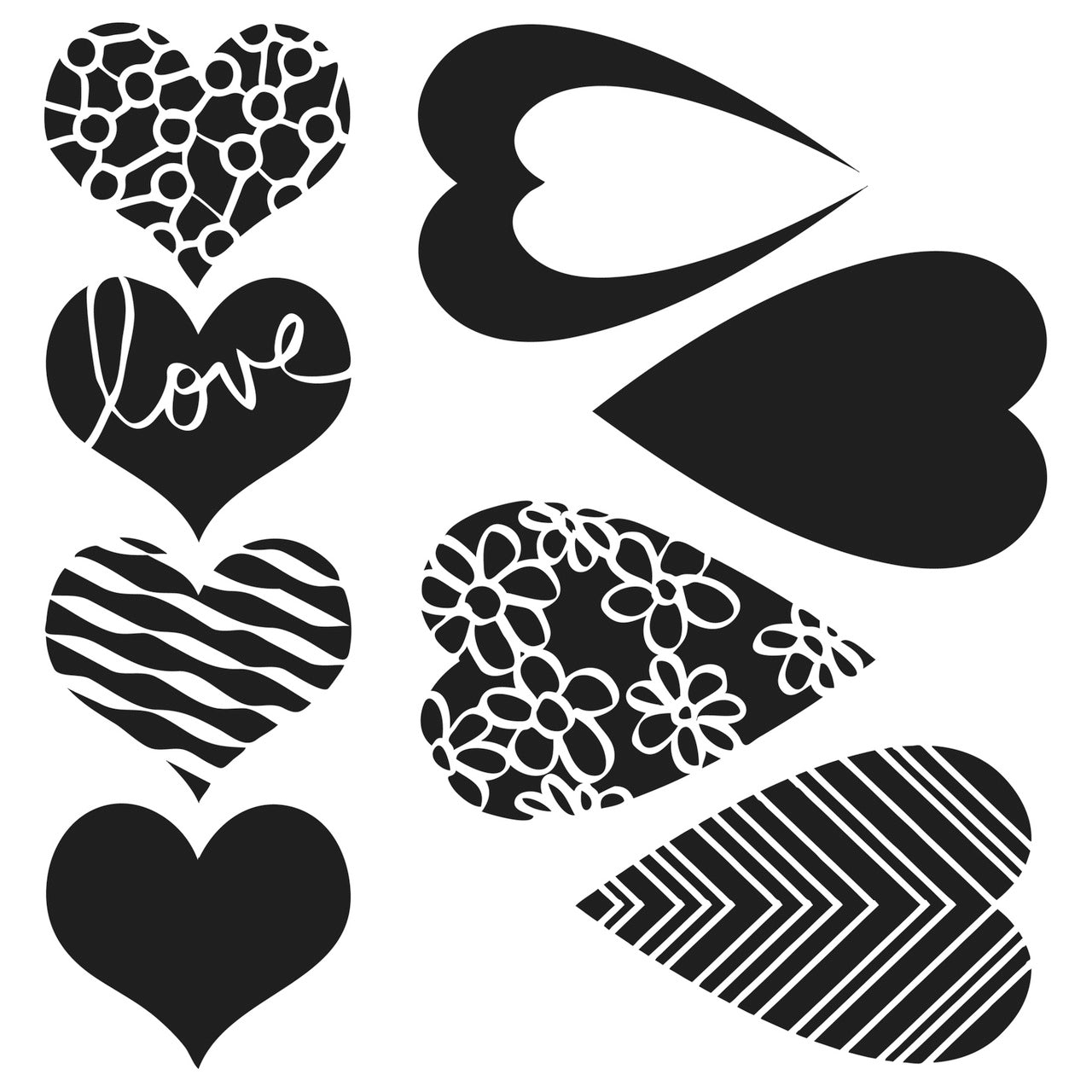 Crafters Workshop Stencil 6X6 - Hearts Mix & Match - merriartist.com