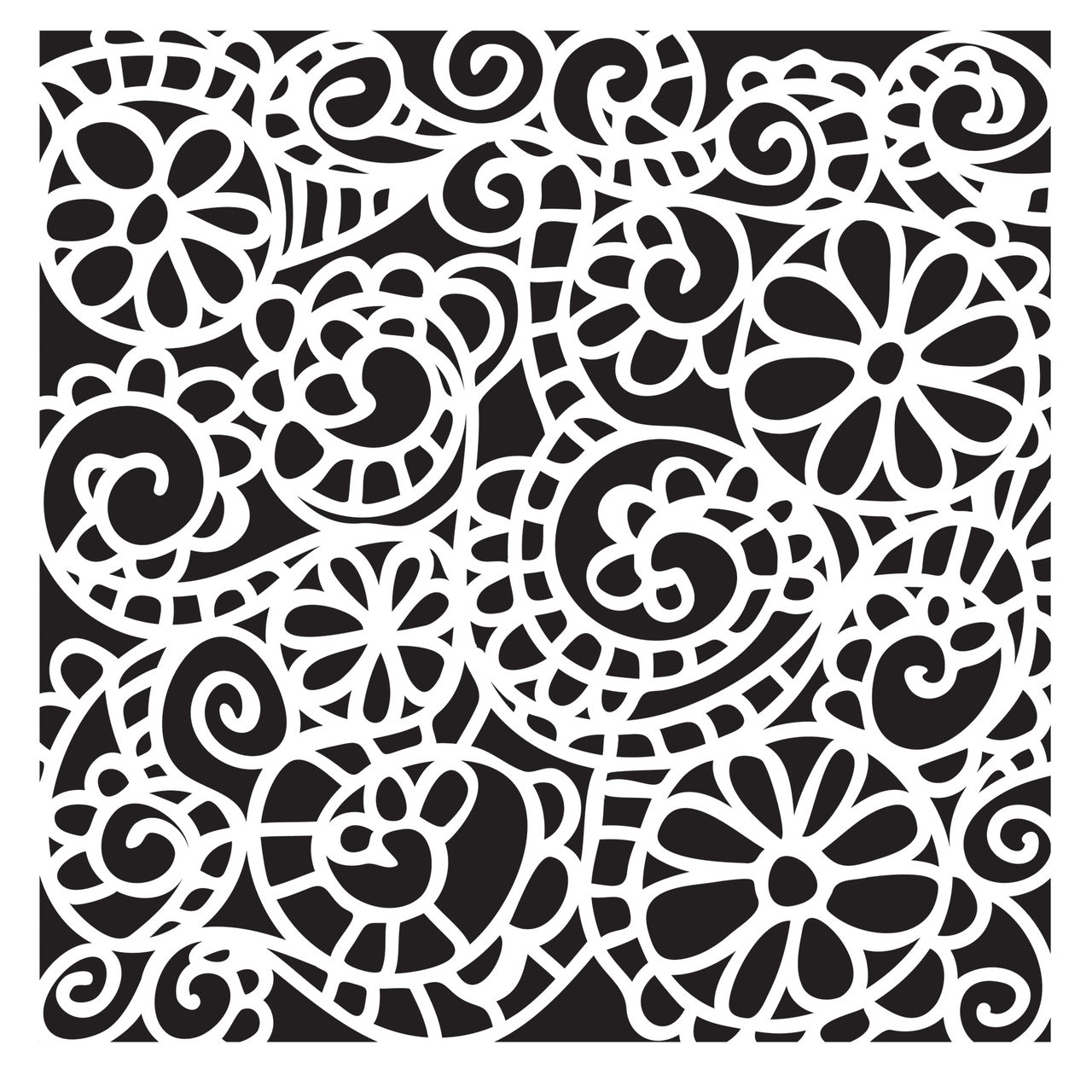 Crafters Workshop Stencil 6X6 - Swirly Garden - merriartist.com