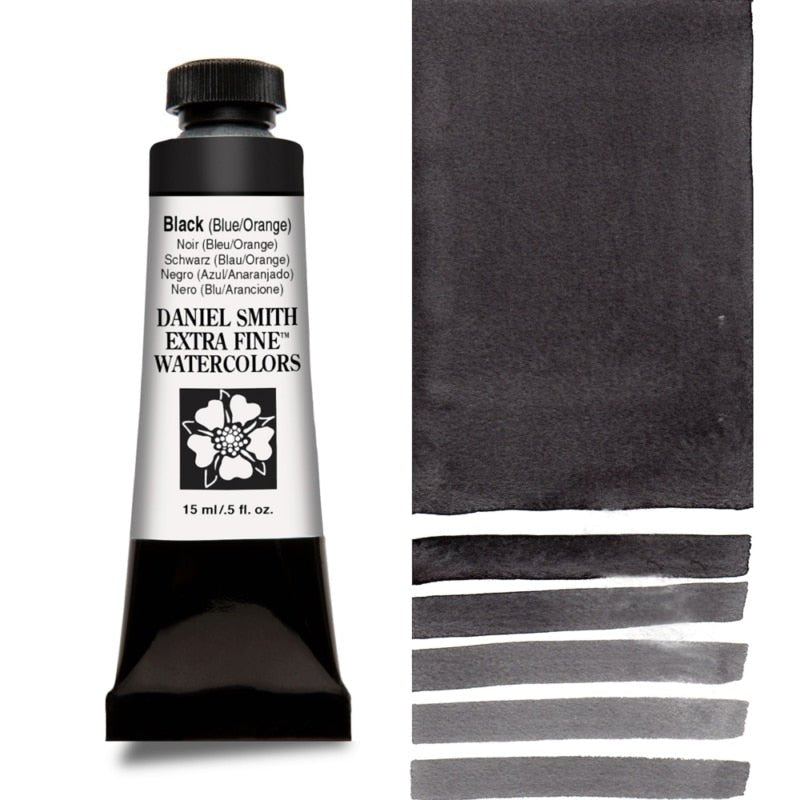 Daniel Smith Extra Fine Watercolor - Black (Blue/Orange) 15 ml - merriartist.com