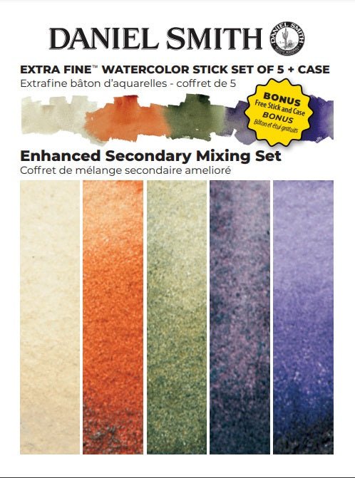 DANIEL SMITH Extra Fine Watercolor Stick Set of 5 Enhanced Secondary Mixing Set - merriartist.com