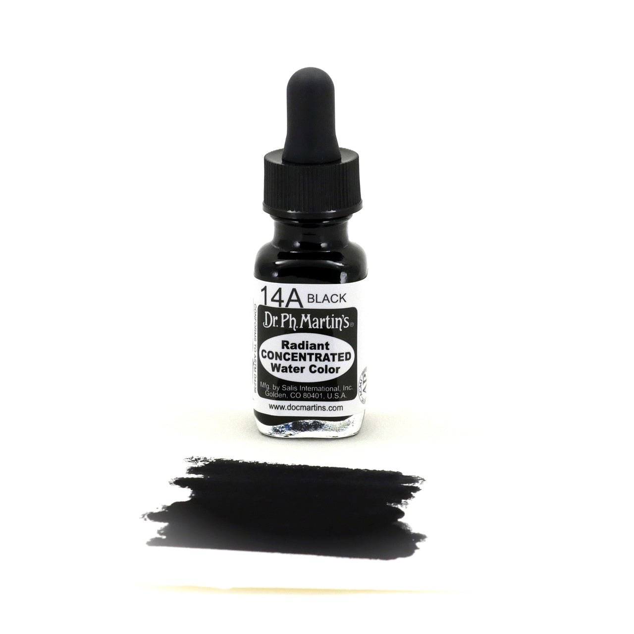 Dr. Ph. Martin's Radiant Watercolor .5 oz - Black - merriartist.com