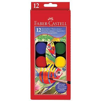 Faber-Castell Watercolor Paint Set of 12 Colors with Brush - merriartist.com