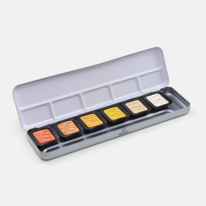 Finetec F0600S Watercolor Paint 6 Color Pearlescent Metals Set - merriartist.com