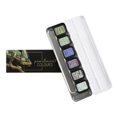 Finetec F0602 Watercolor Paint 6 Pearlescent Cool Color Set - merriartist.com