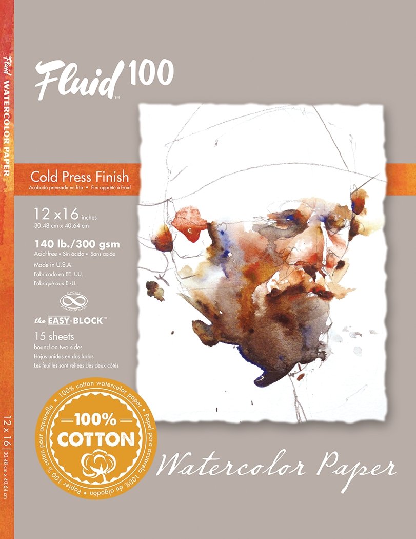 Fluid 100 EZ Block 140lb Cold Press 12X16 15 Sheet - merriartist.com