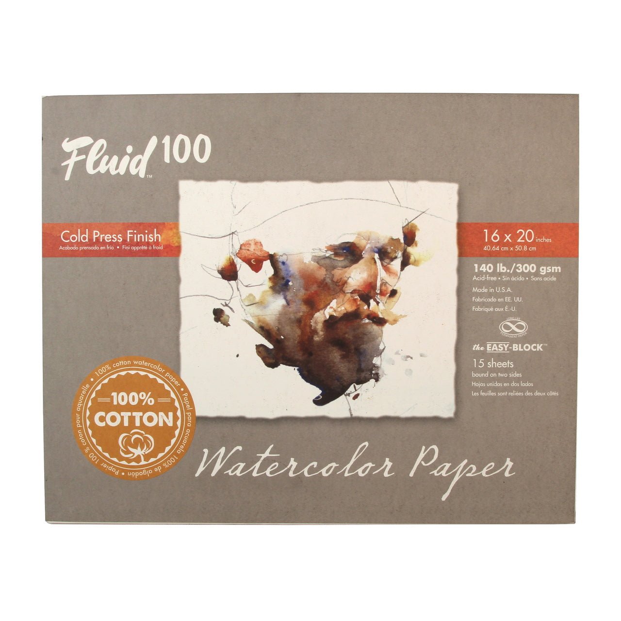Fluid 100 EZ Block 140lb Cold Press 16X20 15 Sheet - merriartist.com
