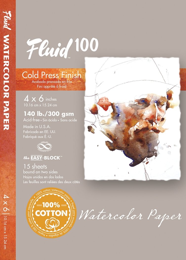 Fluid 100 EZ Block 140lb Cold Press 4X6 15 Sheets - merriartist.com