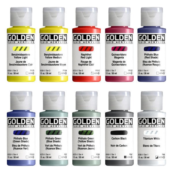 Golden Fluid Acrylic 10 Color Mixing Set - merriartist.com