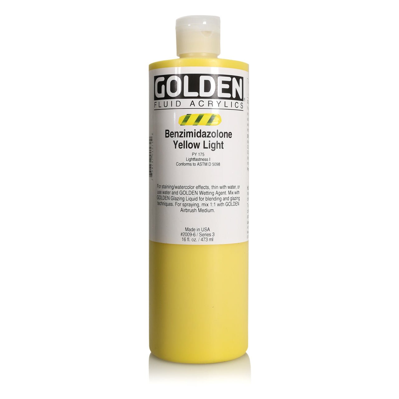 Golden Fluid Acrylic Benzimidazolone Yellow Light 16 oz - merriartist.com