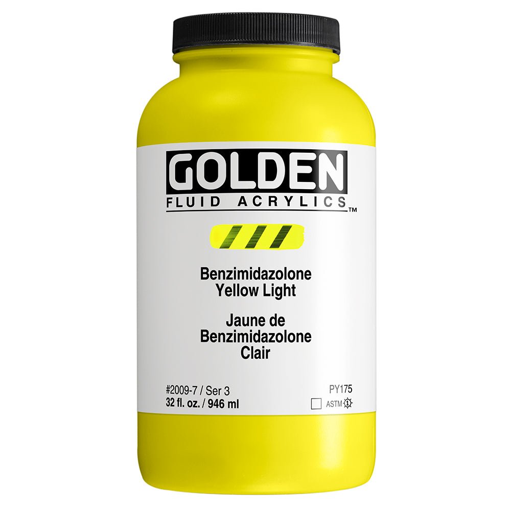 Golden Fluid Acrylic Benzimidazolone Yellow Light 32 oz - merriartist.com