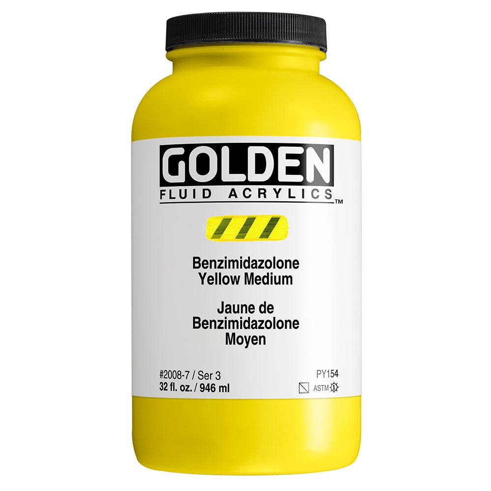 Golden Fluid Acrylic Benzimidazolone Yellow Medium 32 oz - merriartist.com