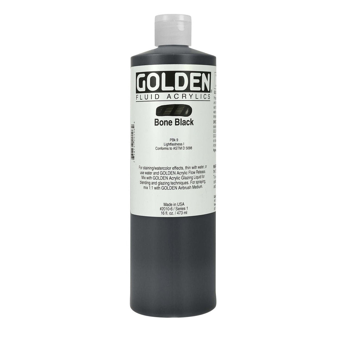 Golden Fluid Acrylic Bone Black 16 oz - merriartist.com