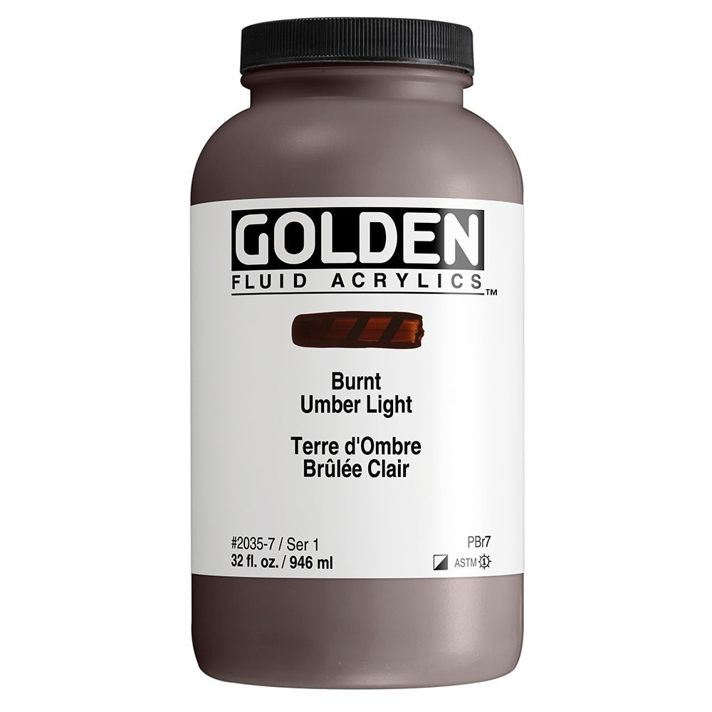 Golden Fluid Acrylic Burnt Umber Light 32 oz - merriartist.com