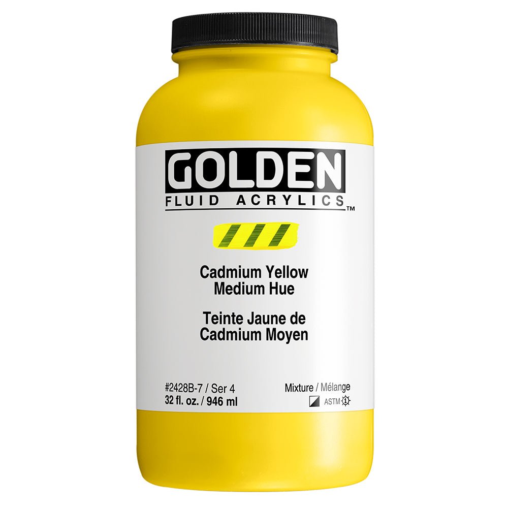 Golden Fluid Acrylic Cadmium Yellow Medium Hue 32 oz - merriartist.com