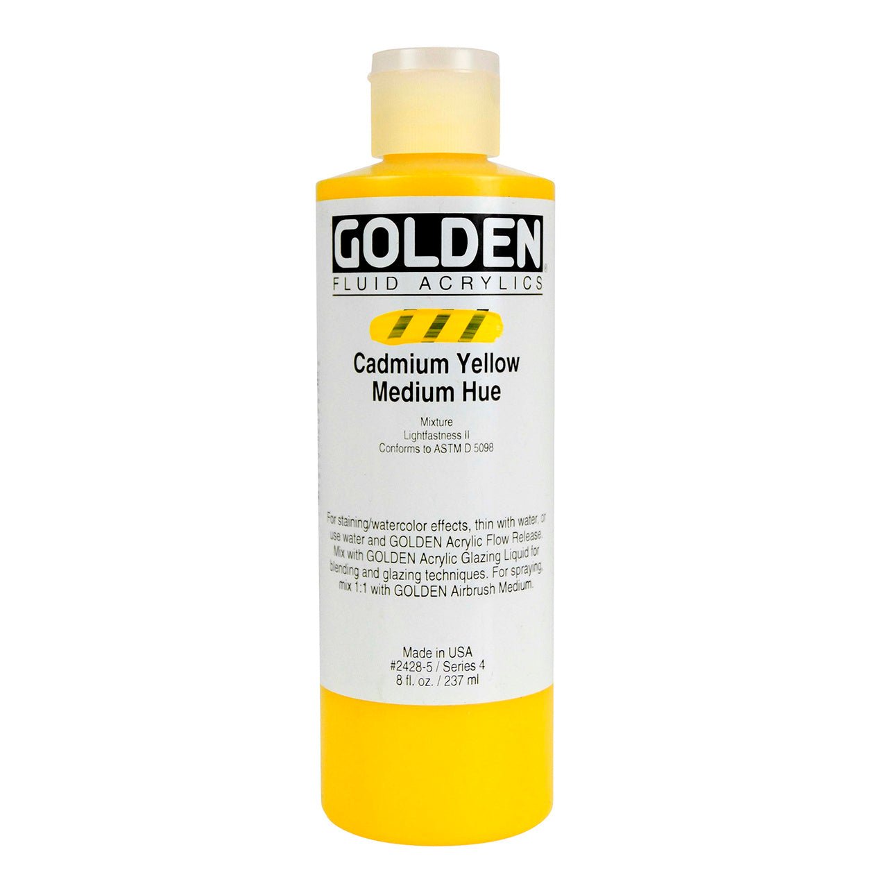 Golden Fluid Acrylic Cadmium Yellow Medium Hue 8 oz - merriartist.com