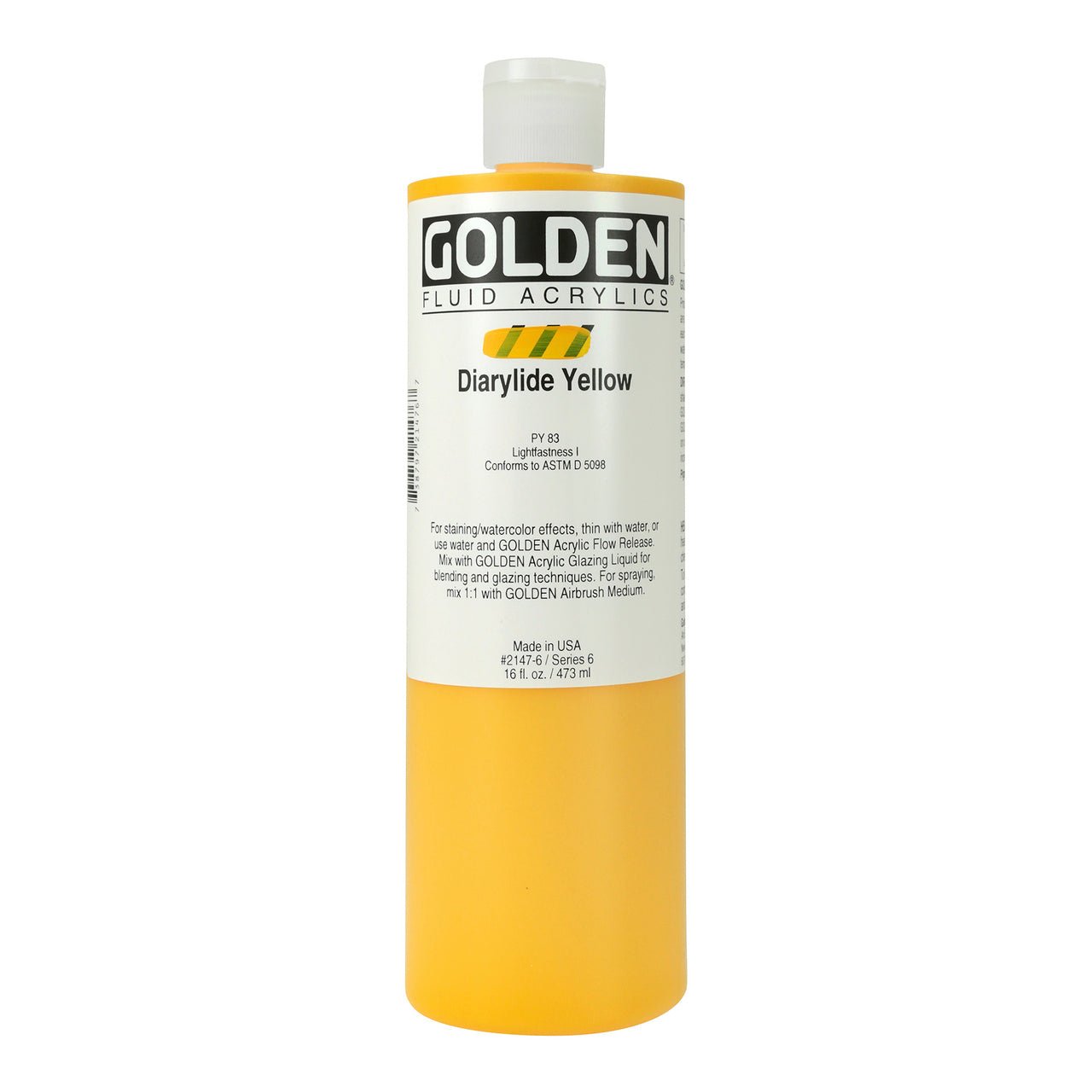 Golden Fluid Acrylic Diarylide Yellow 16 oz - merriartist.com