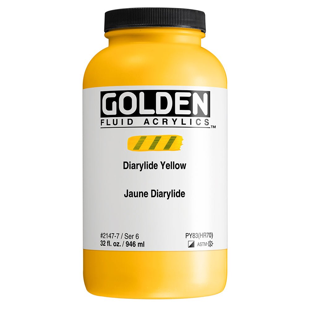 Golden Fluid Acrylic Diarylide Yellow 32 oz - merriartist.com