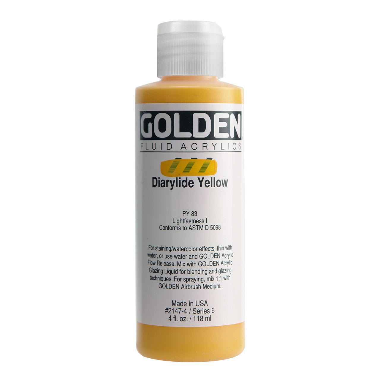 Golden Fluid Acrylic Diarylide Yellow 4 oz - merriartist.com