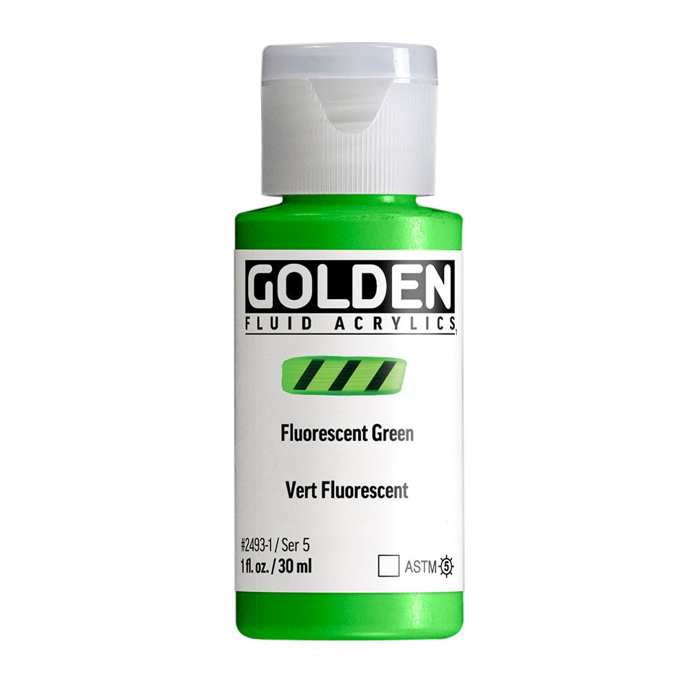 Golden Fluid Acrylic Fluorescent Green 1 oz (pre-order) - The Merri Artist - merriartist.com