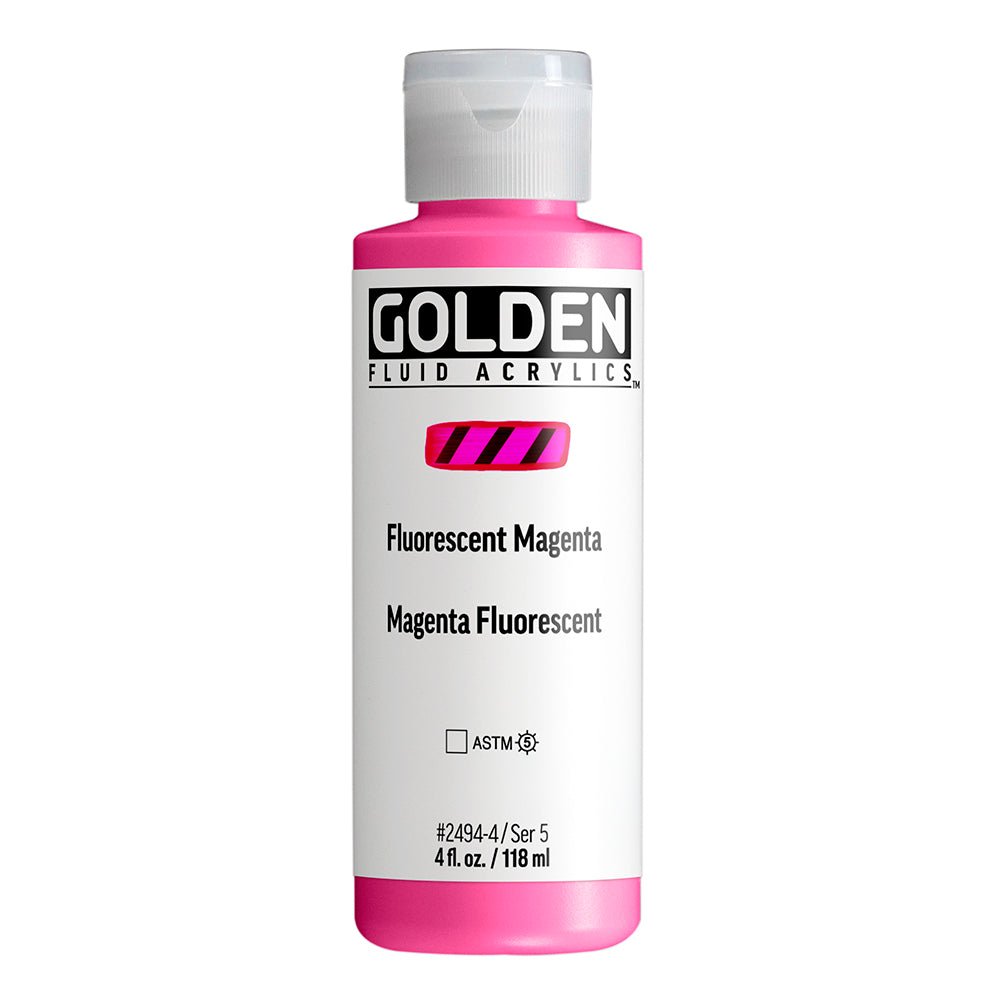 Golden Fluid Acrylic Fluorescent Magenta 4 oz (pre-order) - The Merri Artist - merriartist.com