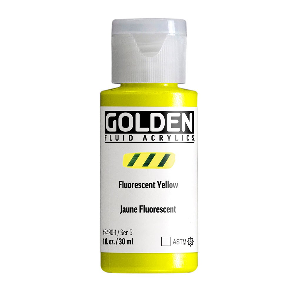 Golden Fluid Acrylic Fluorescent Yellow 1 oz (pre-order) - The Merri Artist - merriartist.com