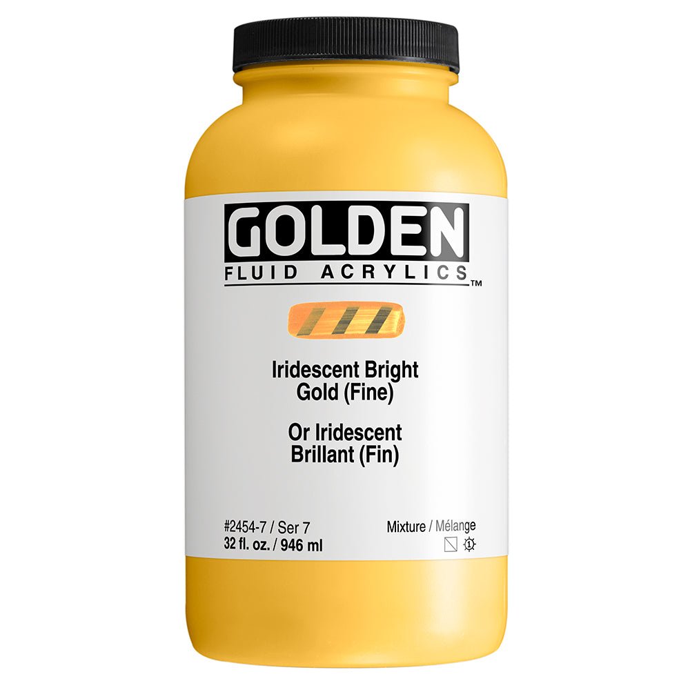 Golden Fluid Acrylic Iridescent Bright Gold (fine) 32 oz - merriartist.com