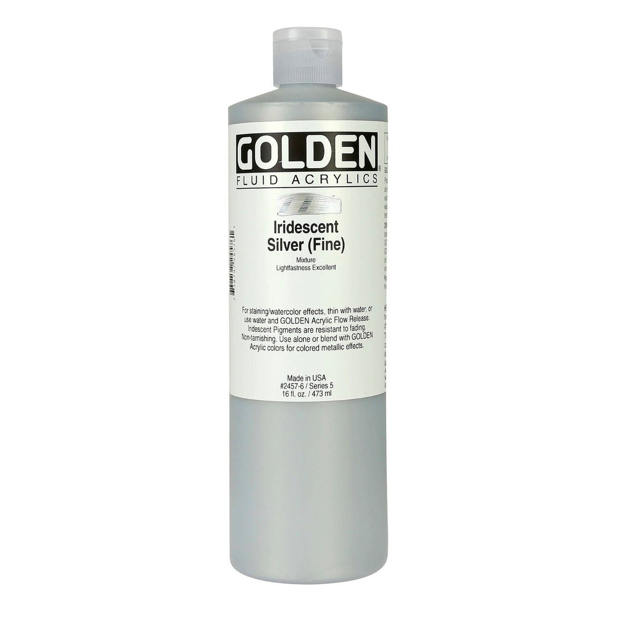 Golden Fluid Acrylic Iridescent Silver (fine) 16 oz - merriartist.com