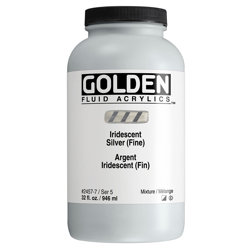 Golden Fluid Acrylic Iridescent Silver (fine) 32 oz - merriartist.com