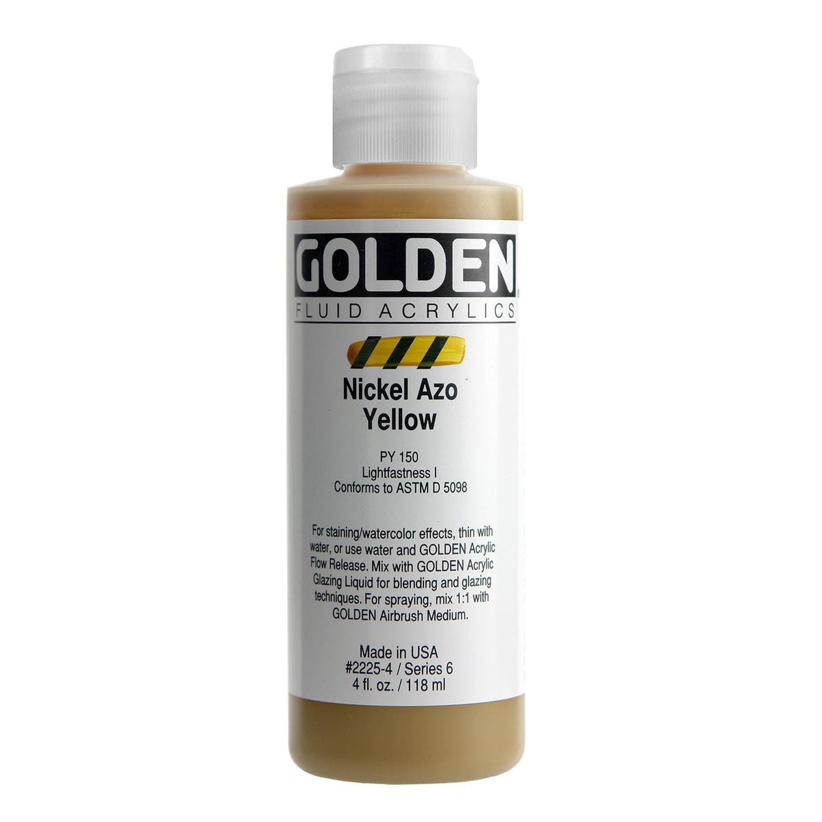 Golden Fluid Acrylic Nickel Azo Yellow 4 oz - merriartist.com