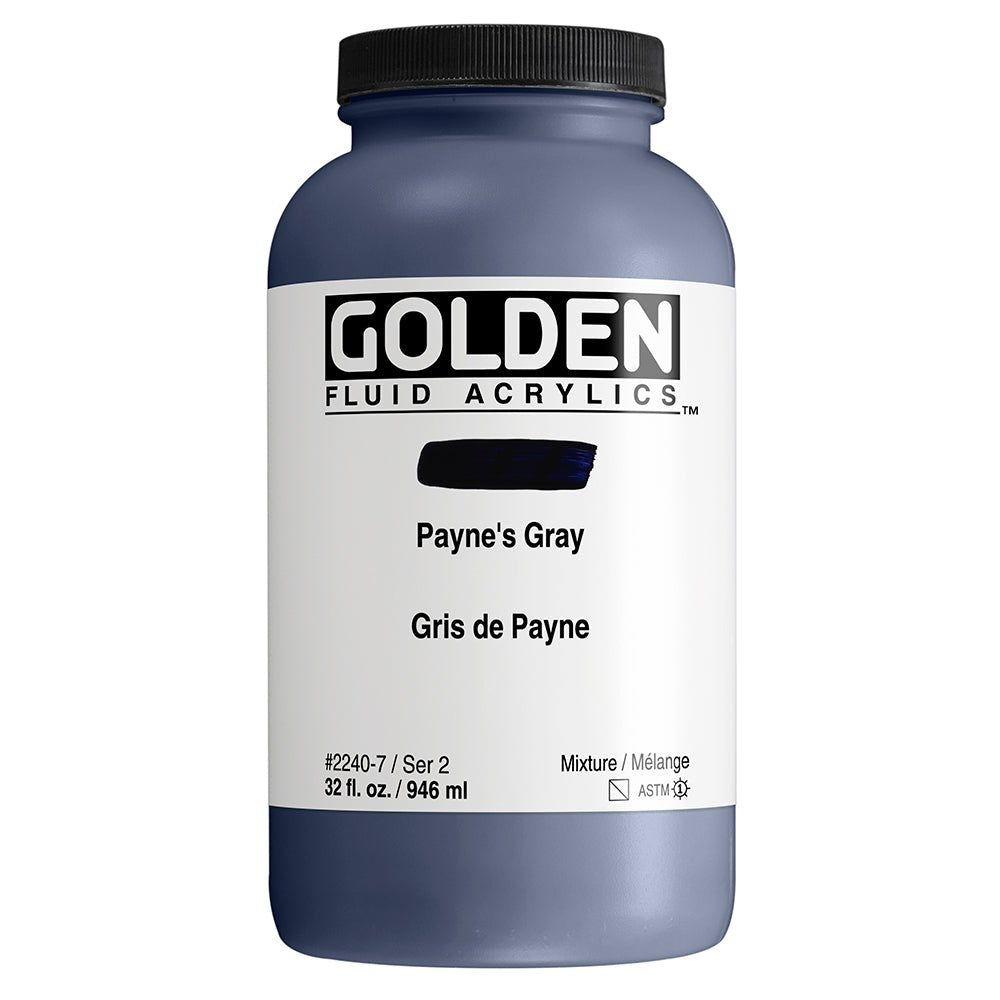 Golden Fluid Acrylic Paynes Gray 32 oz - merriartist.com