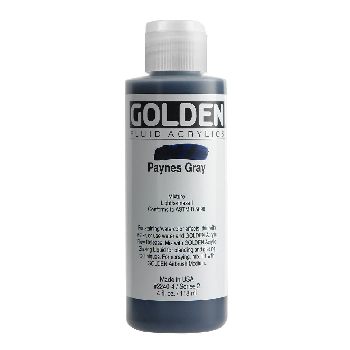 Golden Fluid Acrylic Paynes Gray 4 oz - merriartist.com
