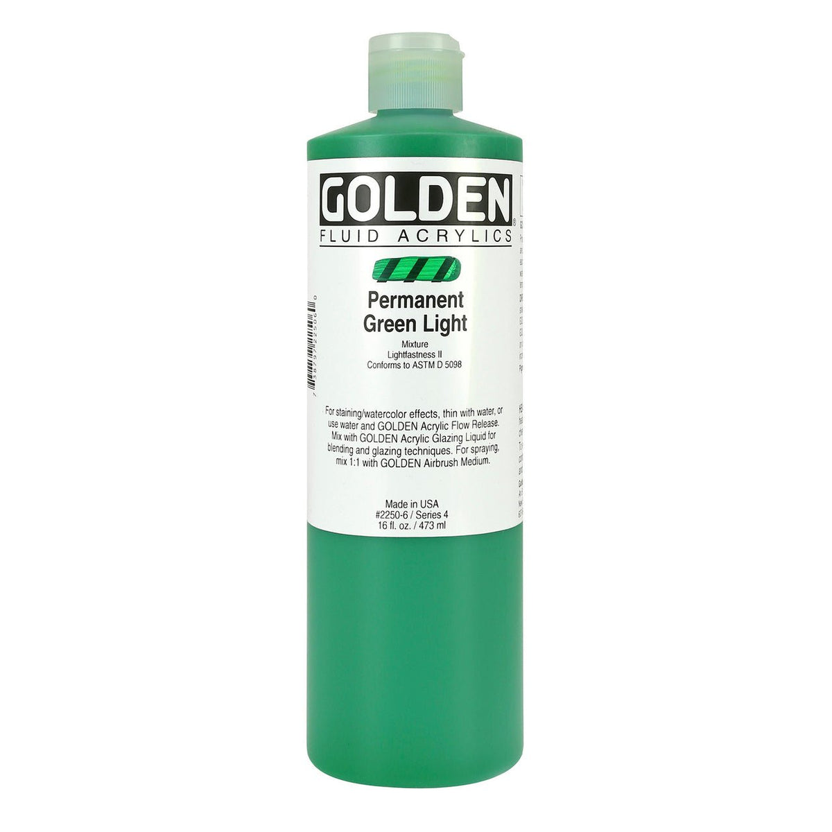 Golden Fluid Acrylic Permanent Green Light 16 oz - merriartist.com
