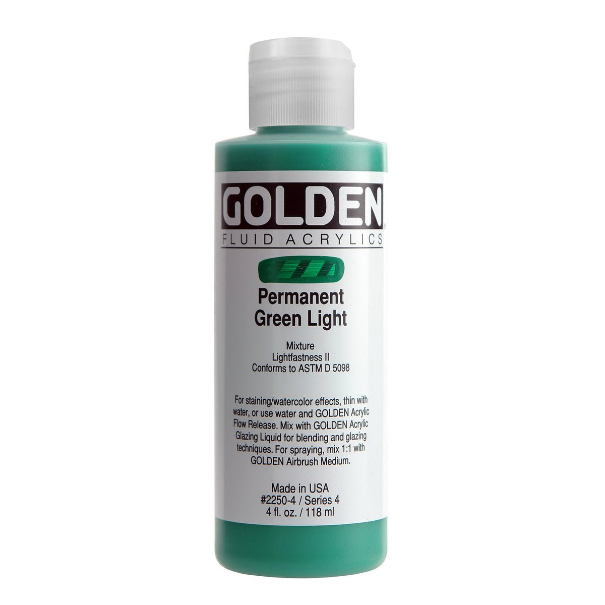 Golden Fluid Acrylic Permanent Green Light 4 oz - merriartist.com