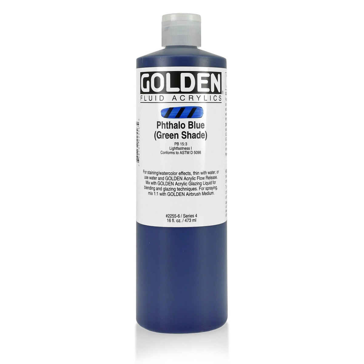 Golden Fluid Acrylic Phthalo Blue (green shade) 16 oz - merriartist.com